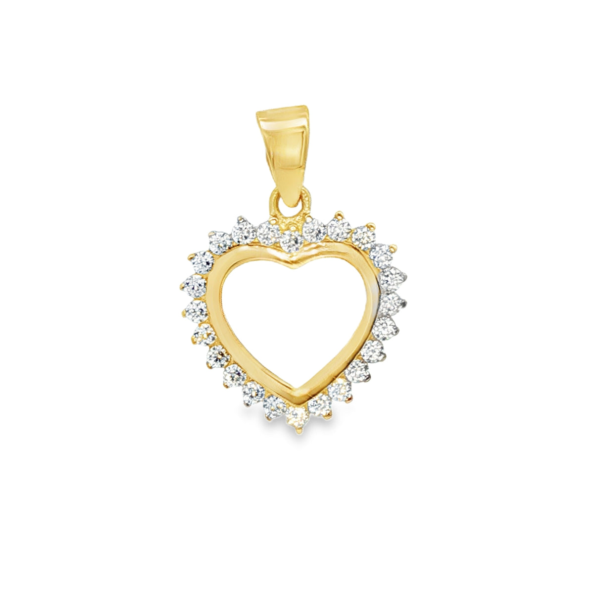 14K Yellow Gold Heart Pendant with Cubic Zirconia Accent