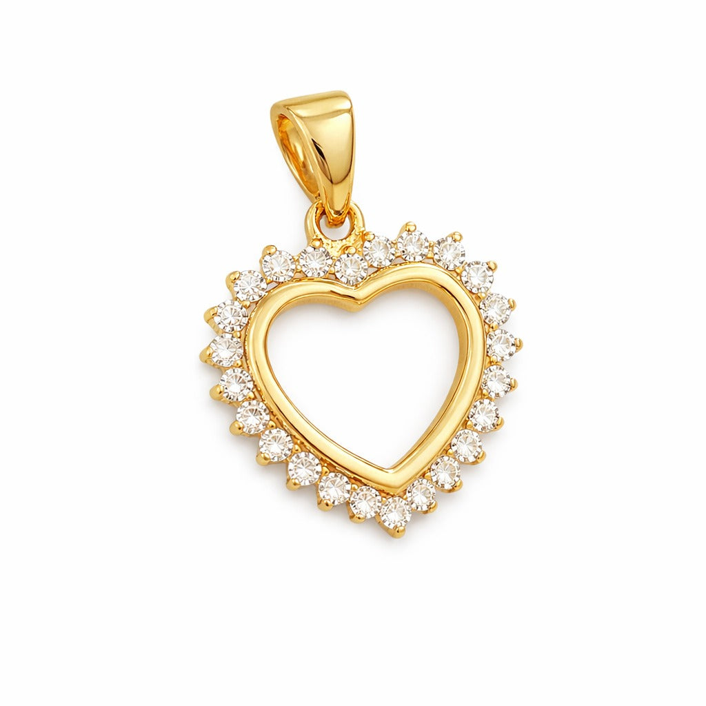 14K Yellow Gold Heart Pendant with Cubic Zirconia Accent
