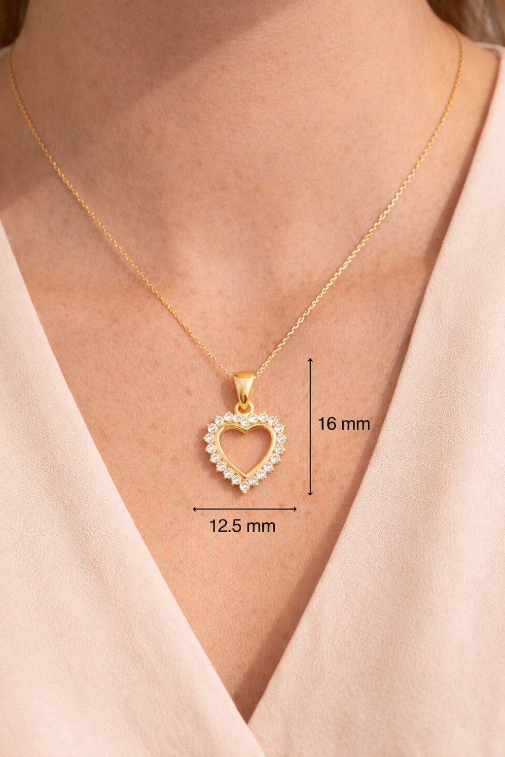 14K Yellow Gold Heart Pendant with Cubic Zirconia Accent