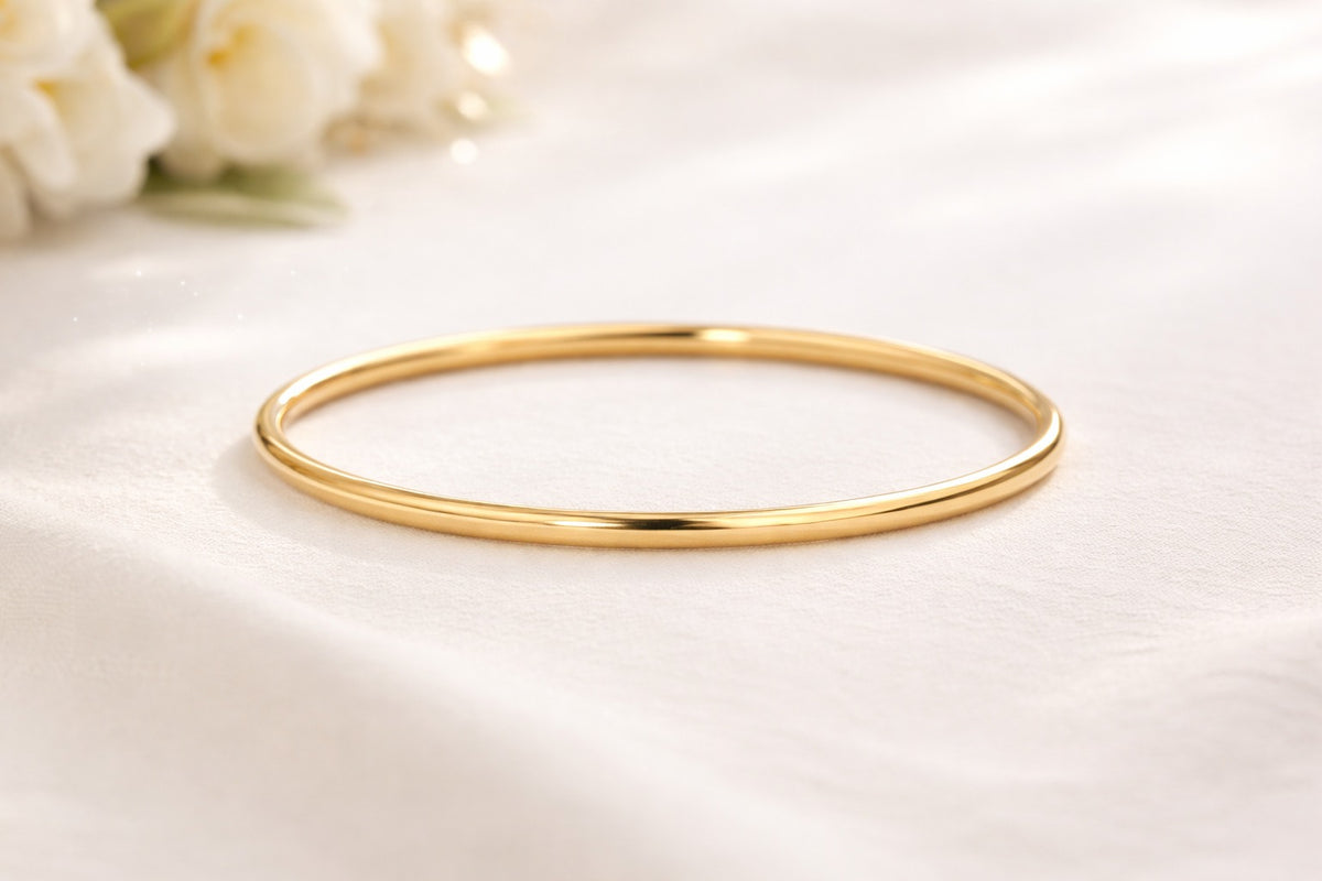 14K Solid Yellow Gold Slim Hinged Bangle