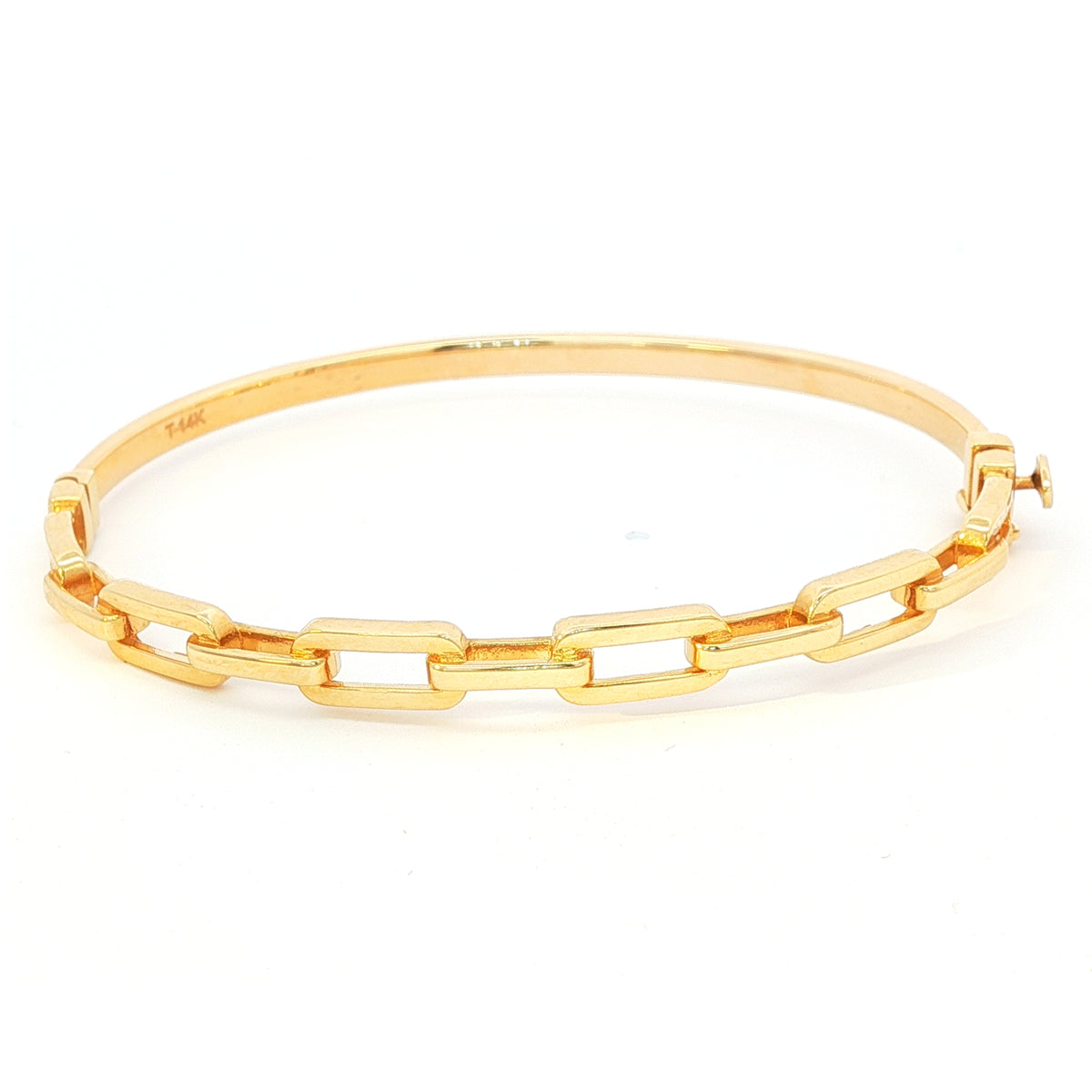 Gold chain bracelet on a white background