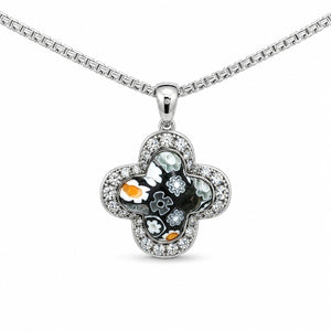 Floral pendant necklace with intricate design on a white background