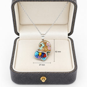 Murano Millefiori Glass Heart Pendant Necklace