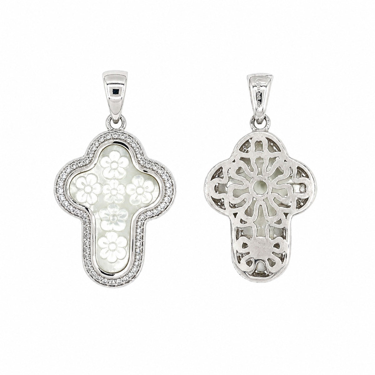 Murano Silver Floral Cross Pendant