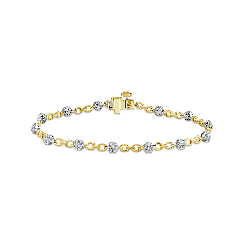 Diamond Bracelet 1 ct tw 10k Yellow Gold+10k White Gold