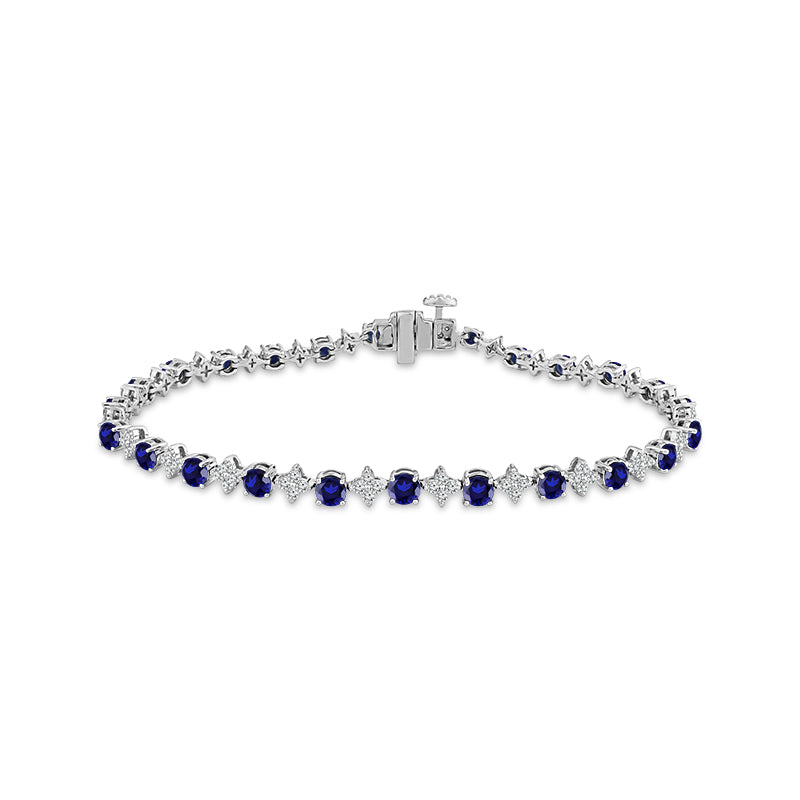 Diamond And Sapphire Bracelet 0.75 ct tw 14k White Gold