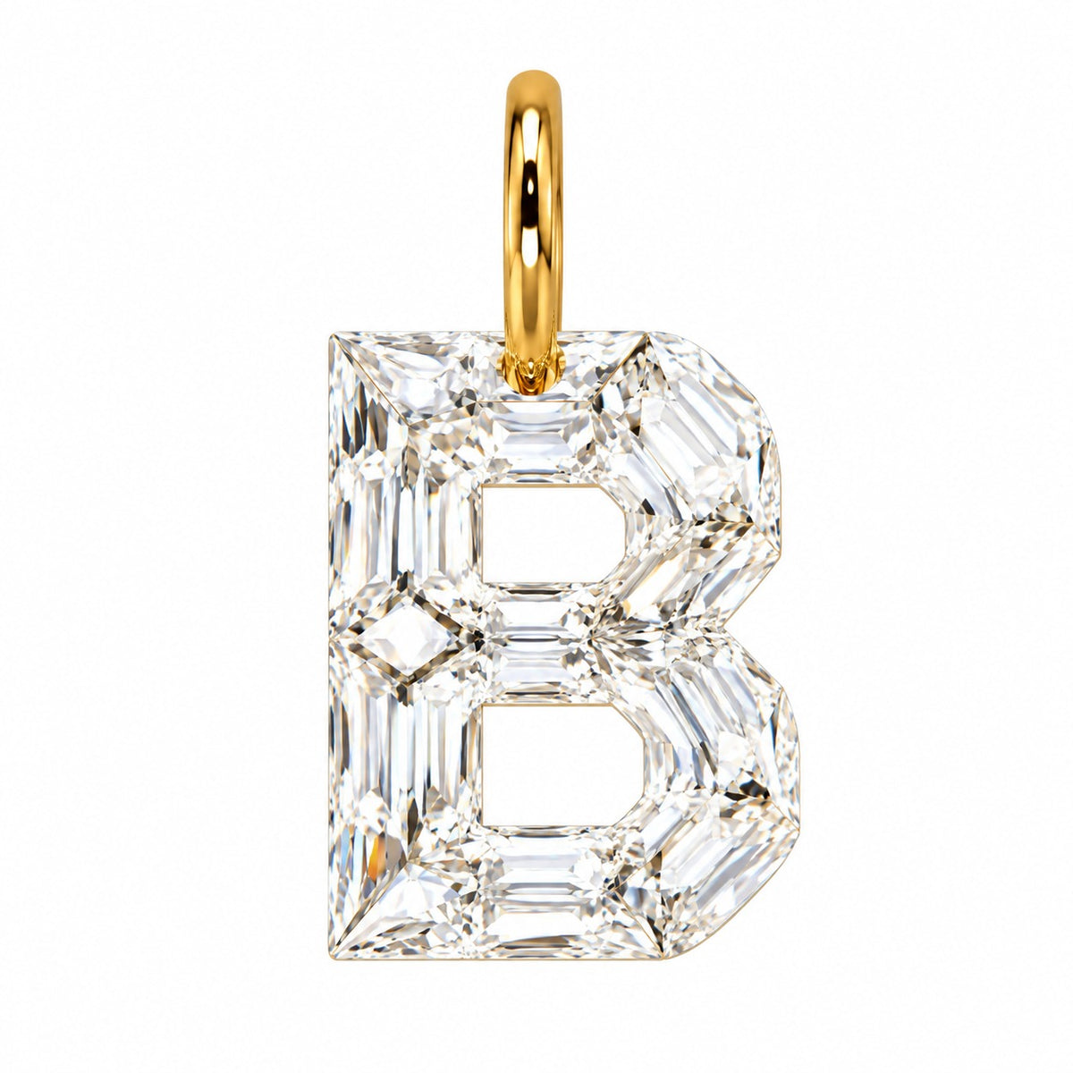 14K Gold Diamond Initial Pendant