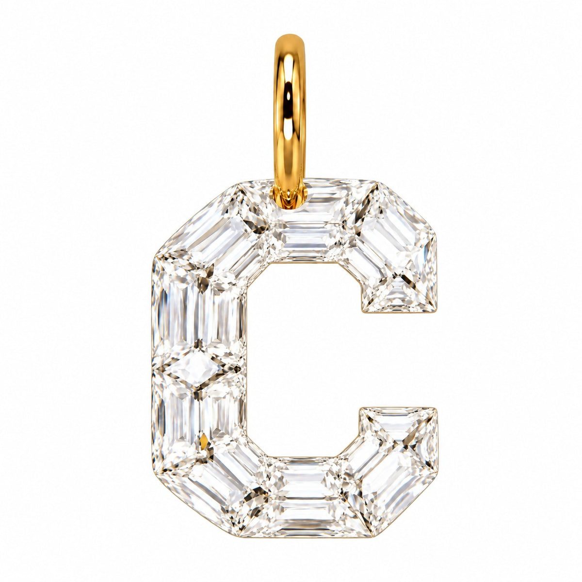 14K Gold Diamond Initial Pendant