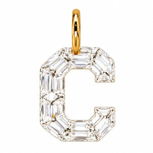 14K Gold Diamond Initial Pendant