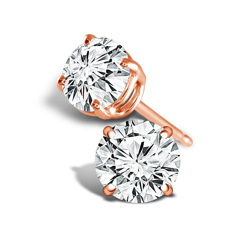 Diamond Solitaire Earrings 0.5 ct tw Round 14k White Gold