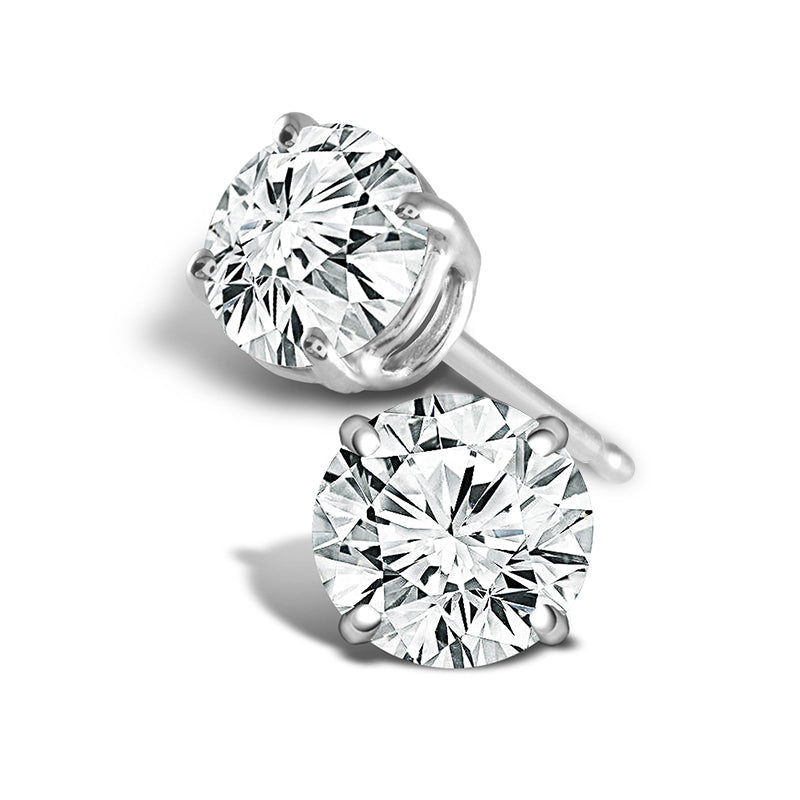 Diamond Solitaire Earrings 0.6 ct tw Round 14k White Gold