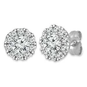 Diamond Halo Earrings 0.75 ct tw Round 14k White Gold