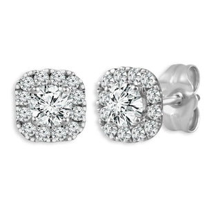Diamond Halo Earrings 0.75 ct tw Round 14k White Gold