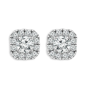 Diamond Halo Earrings 1.5 ct tw Round 14k White Gold