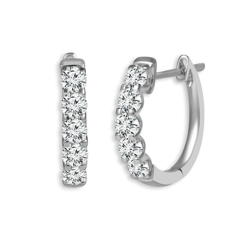 Diamond Hoops Earrings 2 ct tw 14k White Gold