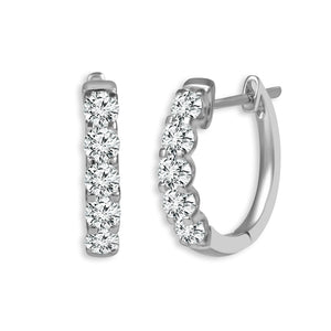 Diamond Hoops Earrings 2 ct tw 14k White Gold