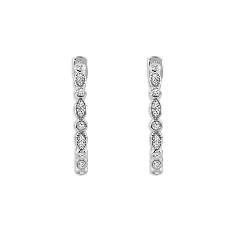 Diamond Hoops Earrings 0.20 ct tw 10k White Gold