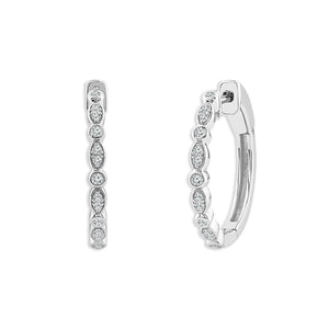 Diamond Hoops Earrings 0.20 ct tw 10k White Gold