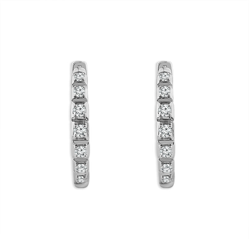 Diamond Hoops Earrings 0.17 ct tw 10k White Gold
