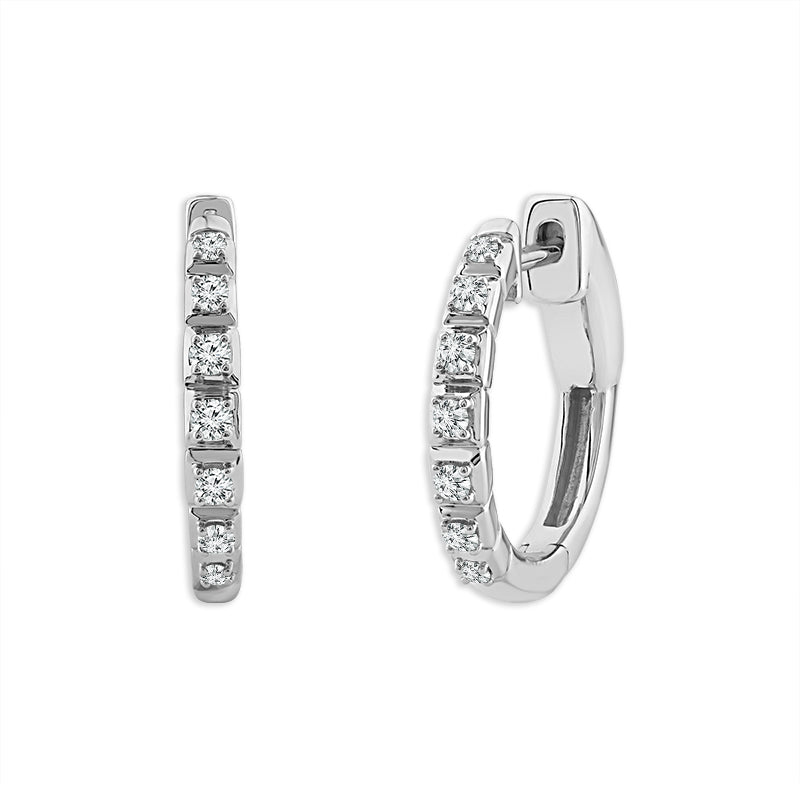 Diamond Hoops Earrings 0.17 ct tw 10k White Gold