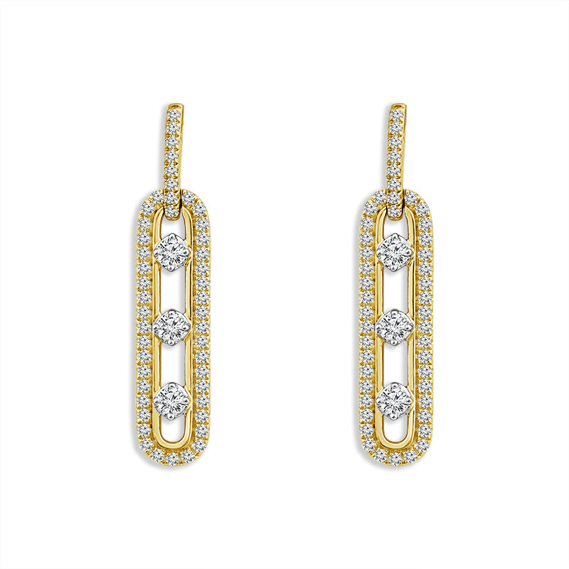 Diamond Fashion Earrings 1 ct tw 10k Yellow Gold+10k White Gold