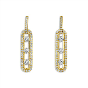 Diamond Fashion Earrings 1 ct tw 10k Yellow Gold+10k White Gold