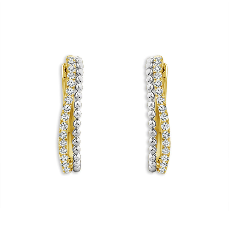Diamond Fashion Earrings 1 ct tw 10k Yellow Gold+10k White Gold
