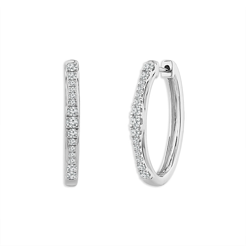 Diamond Hoops Earrings 0.40 ct tw 14k White Gold