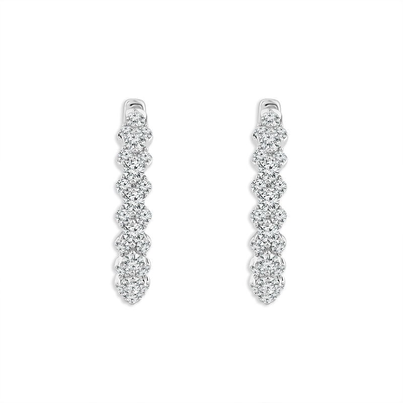 Diamond Hoops Earrings 0.75 ct tw 14k White Gold