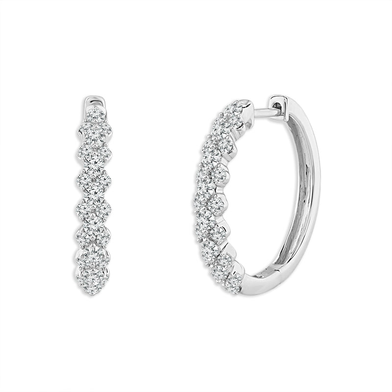 Diamond Hoops Earrings 0.75 ct tw 14k White Gold