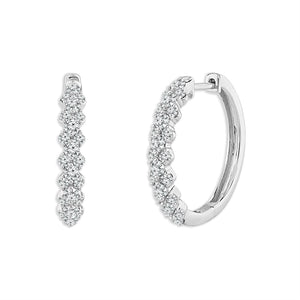 Diamond Hoops Earrings 0.75 ct tw 14k White Gold