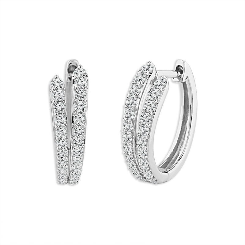 Diamond Hoops Earrings 0.50 ct tw 14k White Gold