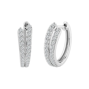 Diamond Hoops Earrings 0.50 ct tw 14k White Gold