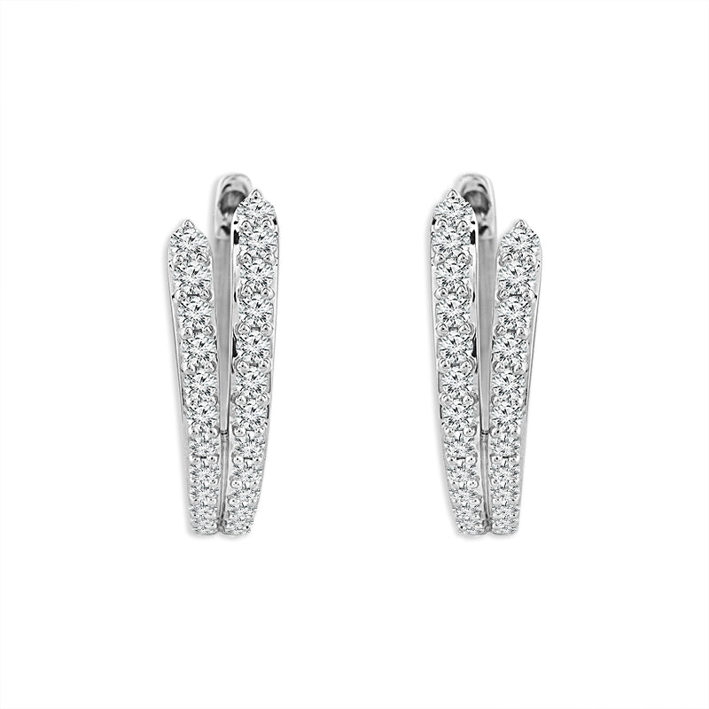 Diamond Hoops Earrings 0.50 ct tw 14k White Gold
