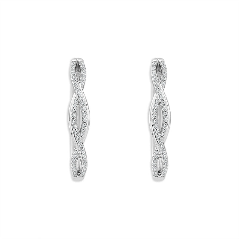 Diamond Hoops Earrings 0.50 ct tw 14k White Gold