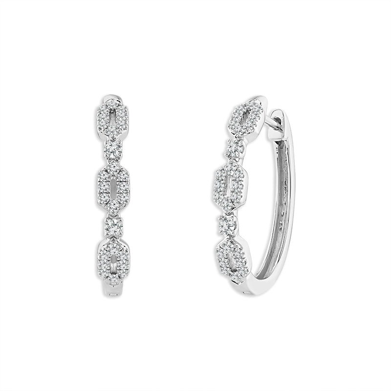 Diamond Hoops Earrings 0.33 ct tw 14k White Gold