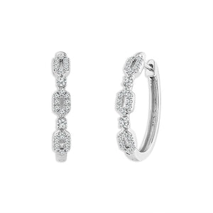 Diamond Hoops Earrings 0.33 ct tw 14k White Gold