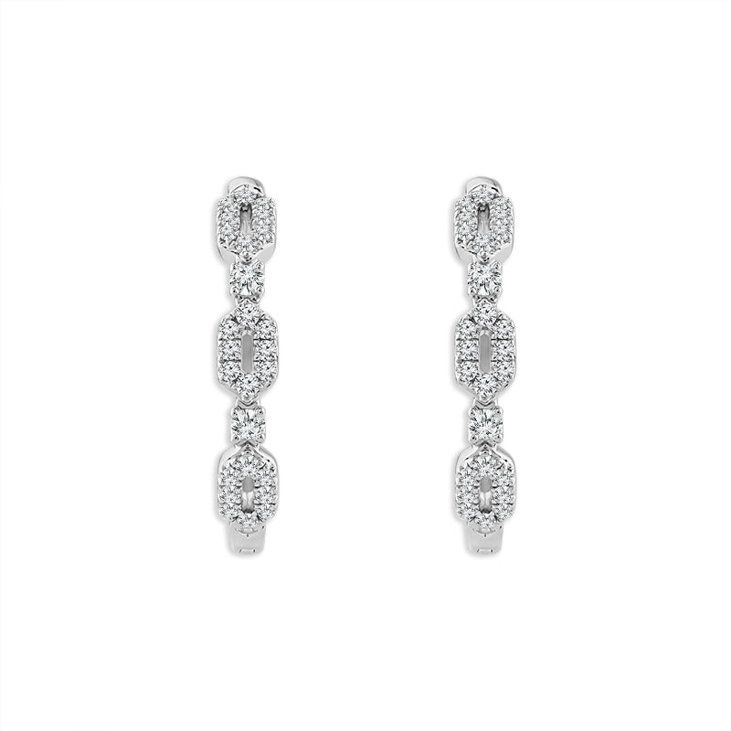 Diamond Hoops Earrings 0.33 ct tw 14k White Gold