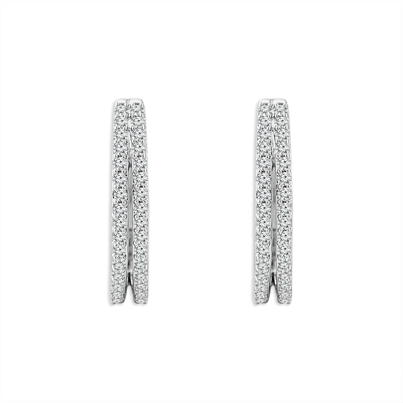 Diamond Hoops Earrings 0.50 ct tw 14k White Gold
