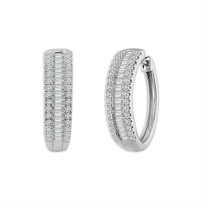 Diamond Hoops Earrings 1 ct tw 14k White Gold