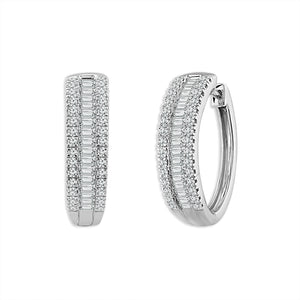 Diamond Hoops Earrings 1 ct tw 14k White Gold