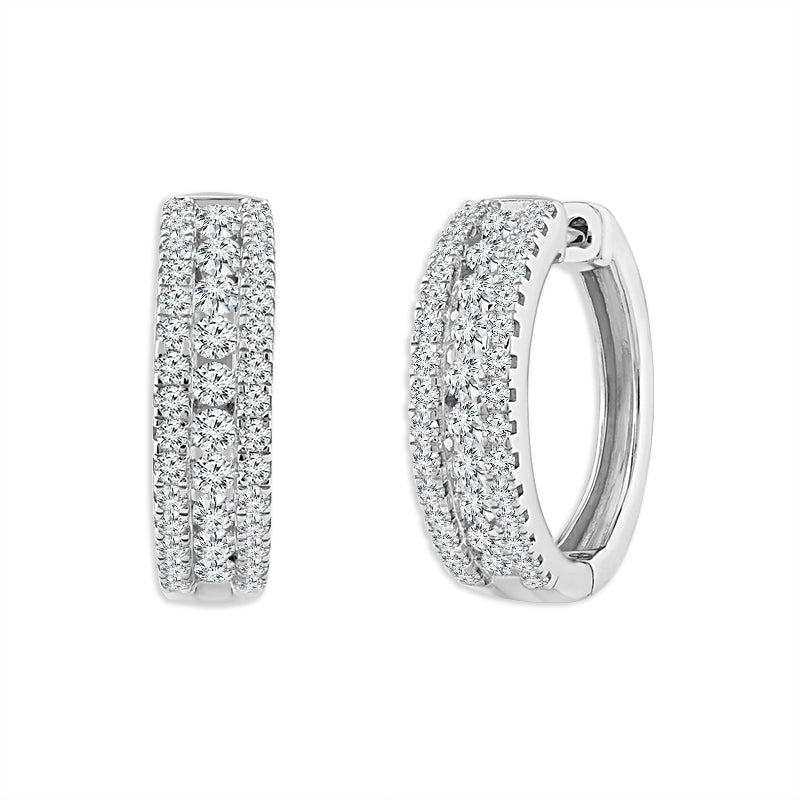 Diamond Hoops Earrings 1 ct tw 14k White Gold