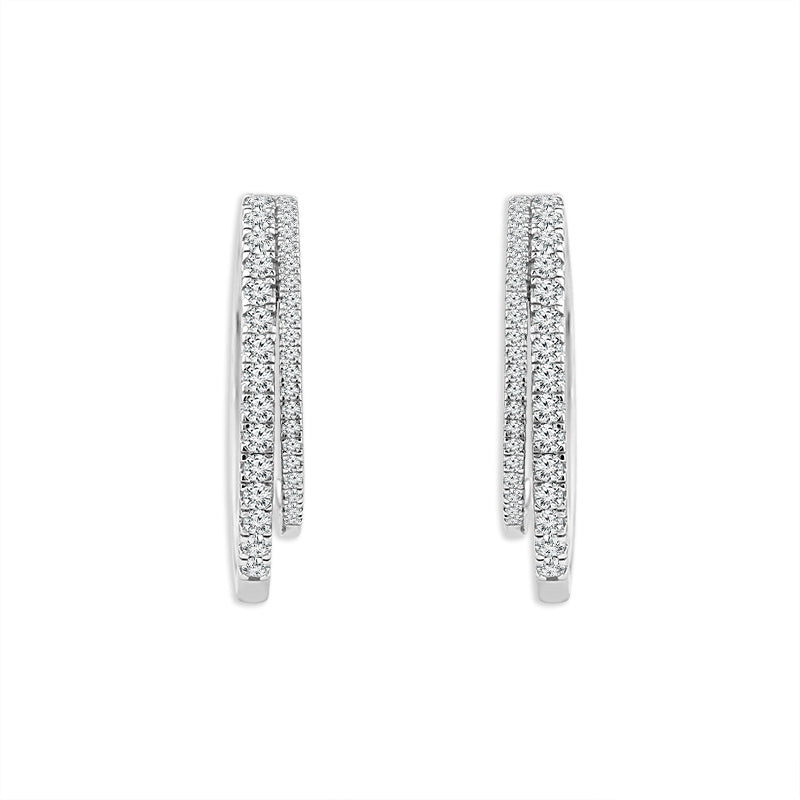 Diamond Hoops Earrings 1.25 ct tw 14k White Gold