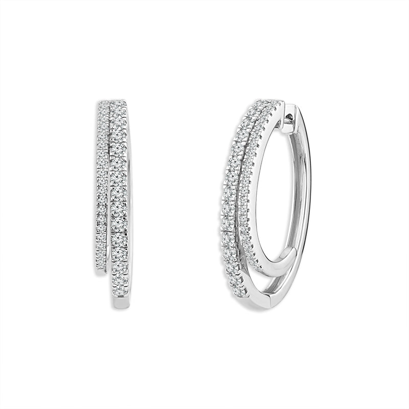 Diamond Hoops Earrings 1.25 ct tw 14k White Gold