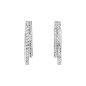 Diamond Hoops Earrings 1.25 ct tw 14k White Gold