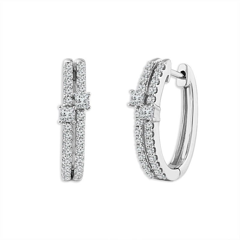 Diamond Hoops Earrings 0.50 ct tw 14k White Gold