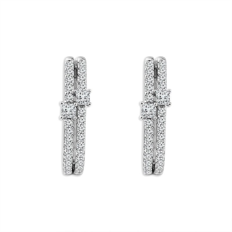 Diamond Hoops Earrings 0.50 ct tw 14k White Gold