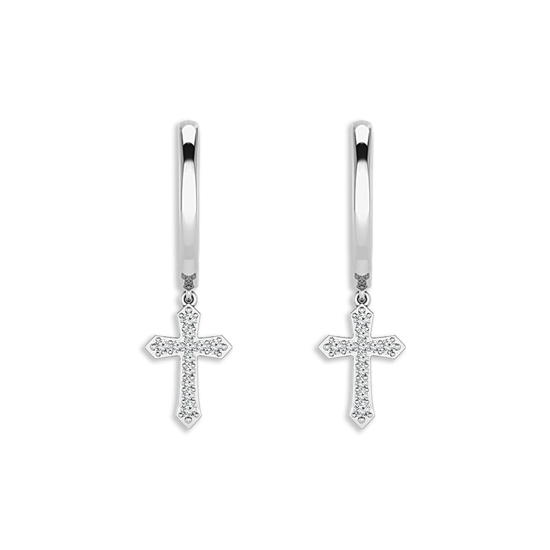 Diamond Hoops Earrings 0.17 ct tw 10k White Gold