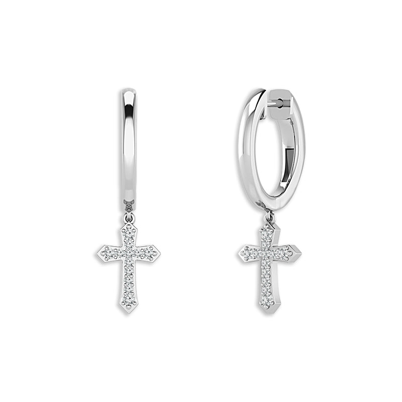 Diamond Hoops Earrings 0.17 ct tw 10k White Gold