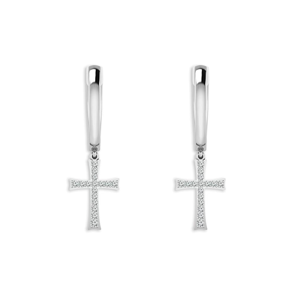 Diamond Hoops Earrings 0.20 ct tw 10k White Gold